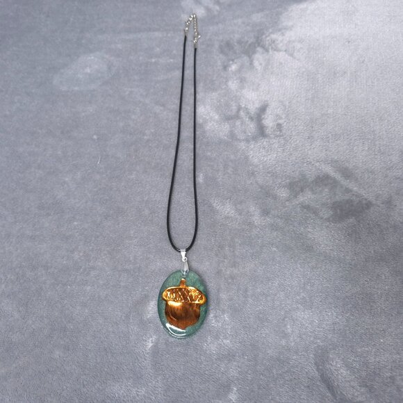Handmade Resin Acorn Pendant Necklace Black Cord Nature-Inspired Jewelry - Picture 2 of 4